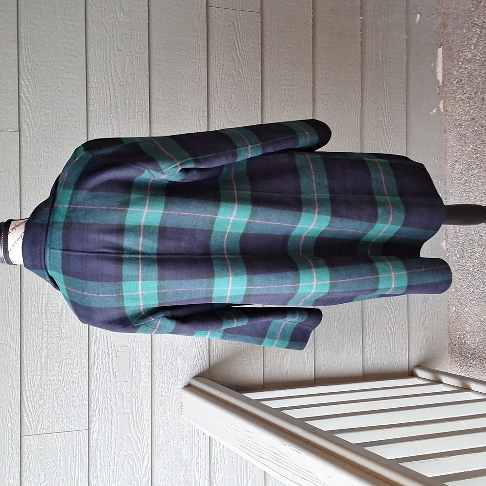 NWOT Talbots Double Face Wool Blend Tartan Coat Blue Green Size 12 Petite - Picture 6 of 14